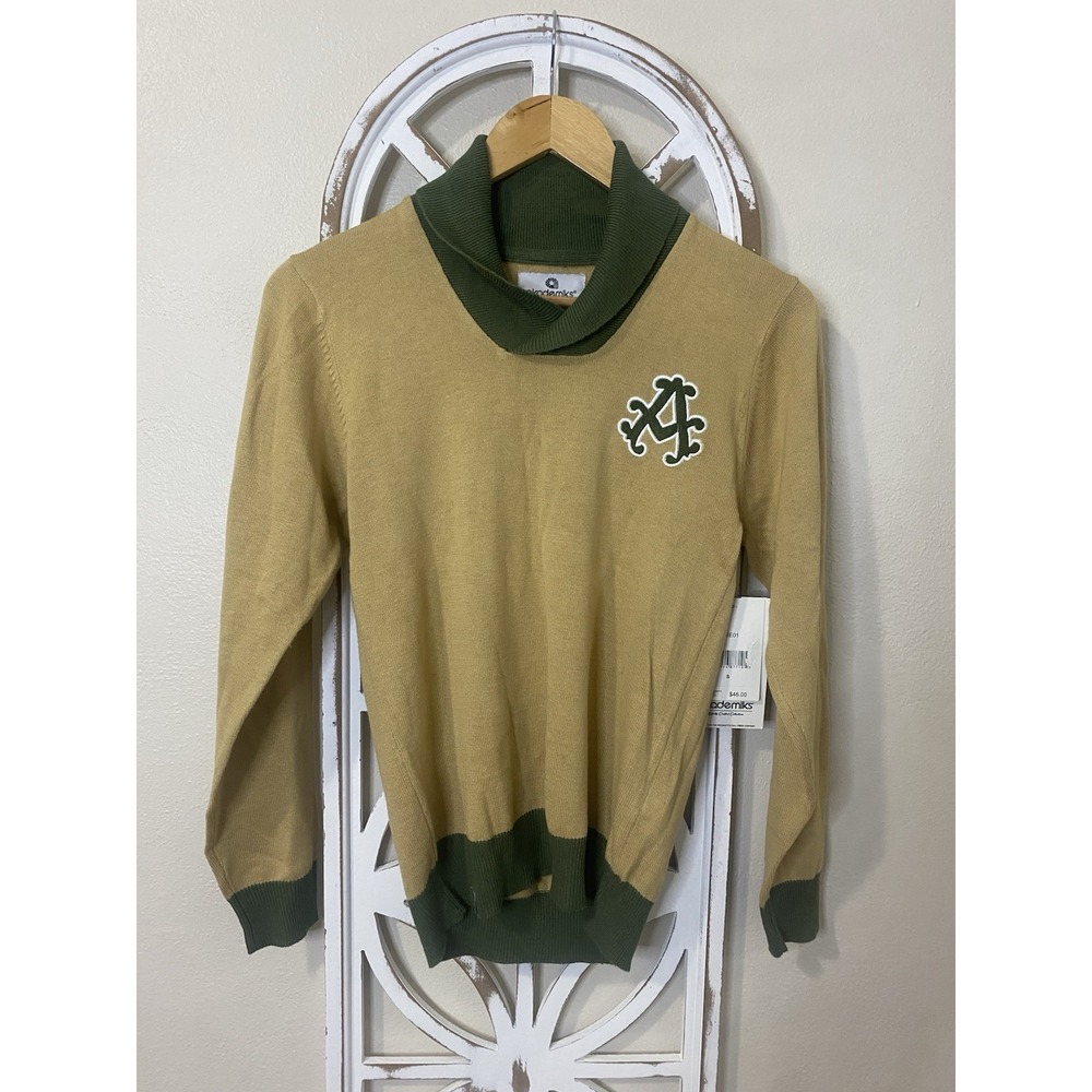 Akademiks MENS SMALL Mock Neck College Preppy Academia Light Sweater NWT